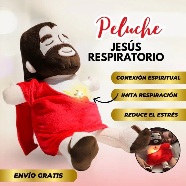 Peluche Jesús Respiratorio – Mi Dulce Compañía con Luz, Música y Respiración Terapéutica