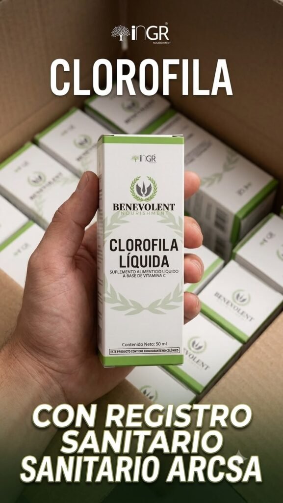 Clorofila Líquida Concentrada Benevolent + Vitamina C (50ml) – Con Registro Sanitario ARCSA